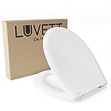 LUVETT® Toilettendeckel mit Absenkautomatik C770 oval, WC-Sitz mit 3 Befestigungsvarianten zur Wahl, Klobrille zum abnehmen aus antibakteriellem Duroplast, Farbe:Weiß