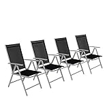CCLIFE Balkonstühle 2er 4er Set Alu Gartenstuhl Balkonstuhl stapelbar verstellbar klappbar Belastbarkeit 120 kg Aluminium Outdoor, Farbe:Hellgrau, Größe:4er-Set