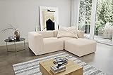 DOMO. collection kleines Ecksofa Malia, Modulsofa in L-Form, flexibel und modular, Cord Sofa, Couch 216 x 193 cm in weichem Cord beige